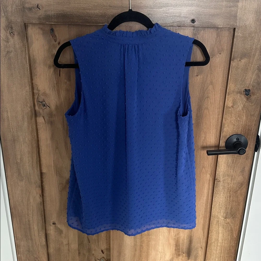 J. Crew Royal Blue Swiss Dot Sleeveless Blouse